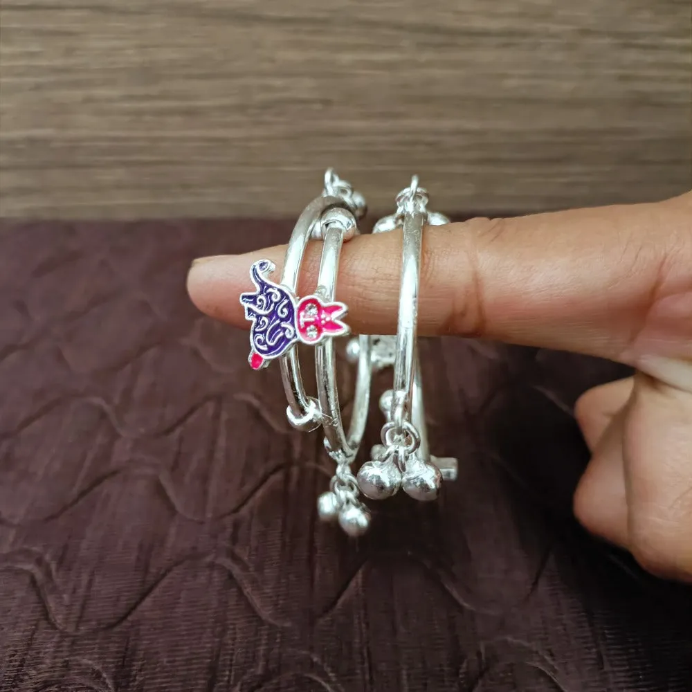 925 Silver Designer Unisex Baby Bangle Set (Design 176)