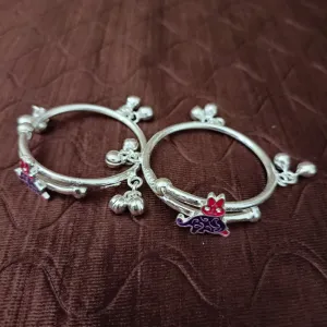 925 Silver Designer Unisex Baby Bangle Set (Design 176)