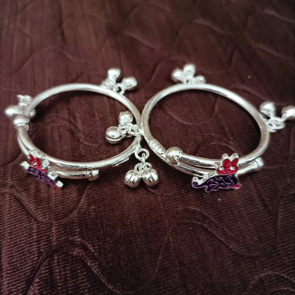 925 Silver Designer Unisex Baby Bangle Set (Design 176)