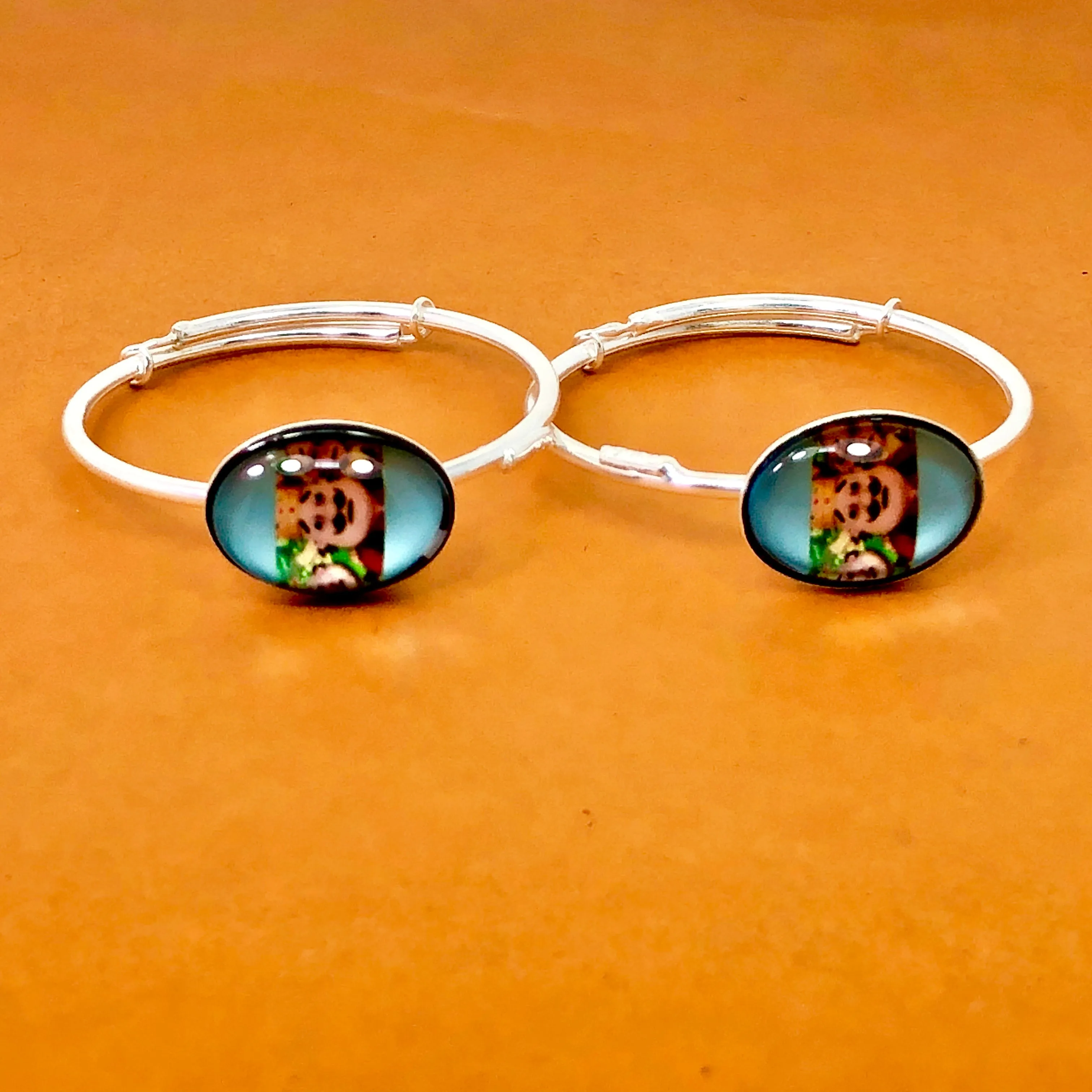 925 Silver Unisex Openable Baby Bangle Set (Design 16)