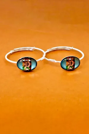 925 Silver Unisex Openable Baby Bangle Set (Design 16)