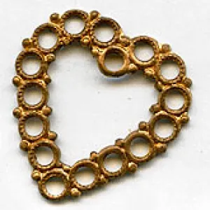 b9-0890-Vintage brass heart stamping. Pkg. of 2