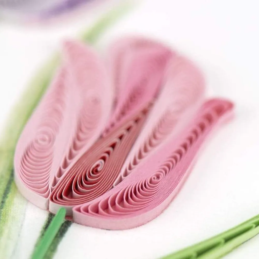 Colorful Tulips Quilled Greeting Card