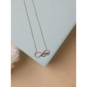 Curio Cottage Pure Silver Infinity Heart Necklace Embellished with Cubic Zirconia Stones