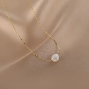 Cute Charms Natural Minimalist Freshwater Pearl Chain Pendant Necklace