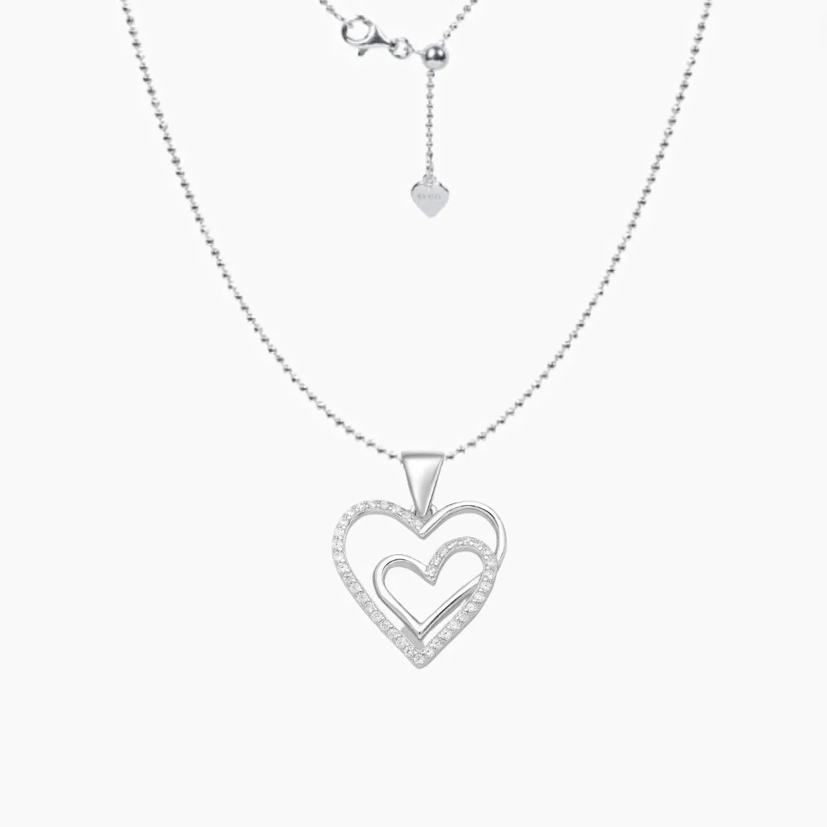 Double Open Heart CZ Pendant