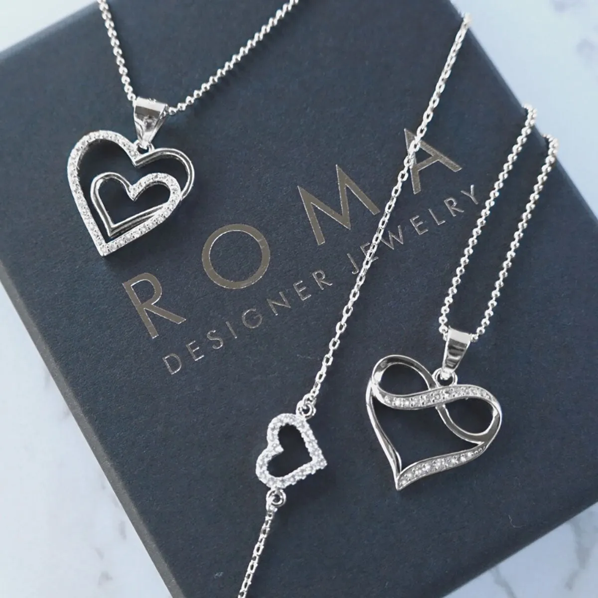 Double Open Heart CZ Pendant