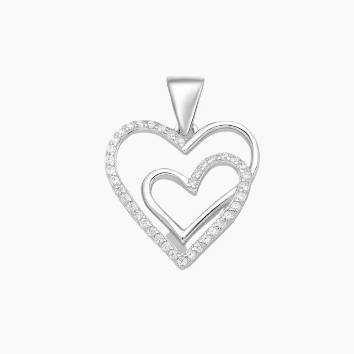 Double Open Heart CZ Pendant