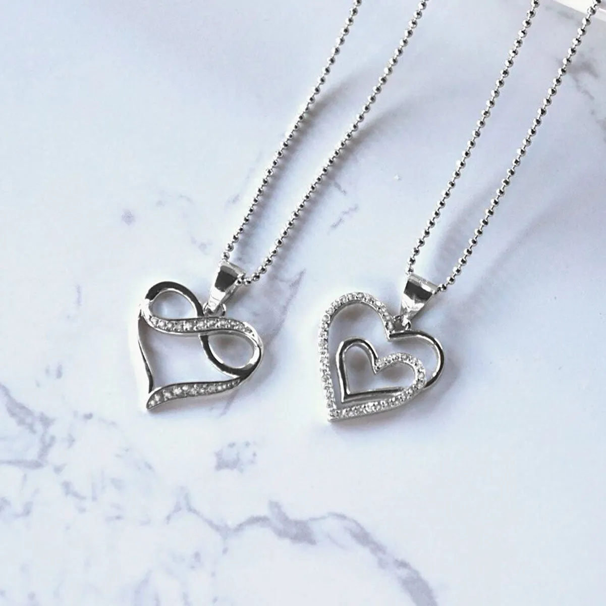 Double Open Heart CZ Pendant