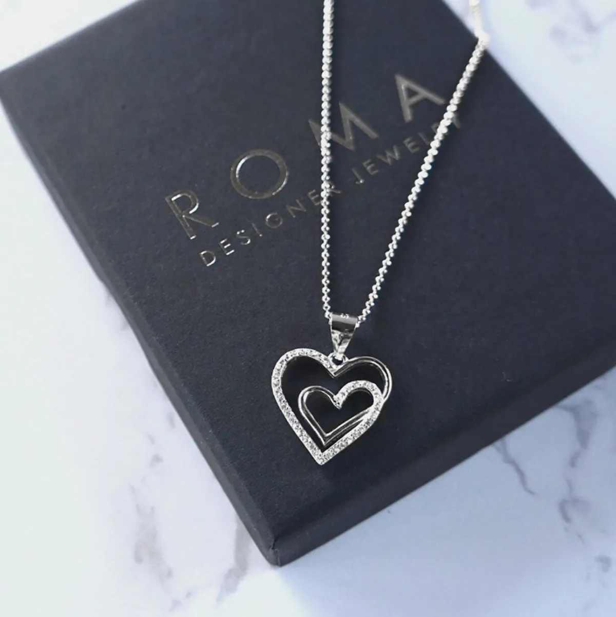 Double Open Heart CZ Pendant