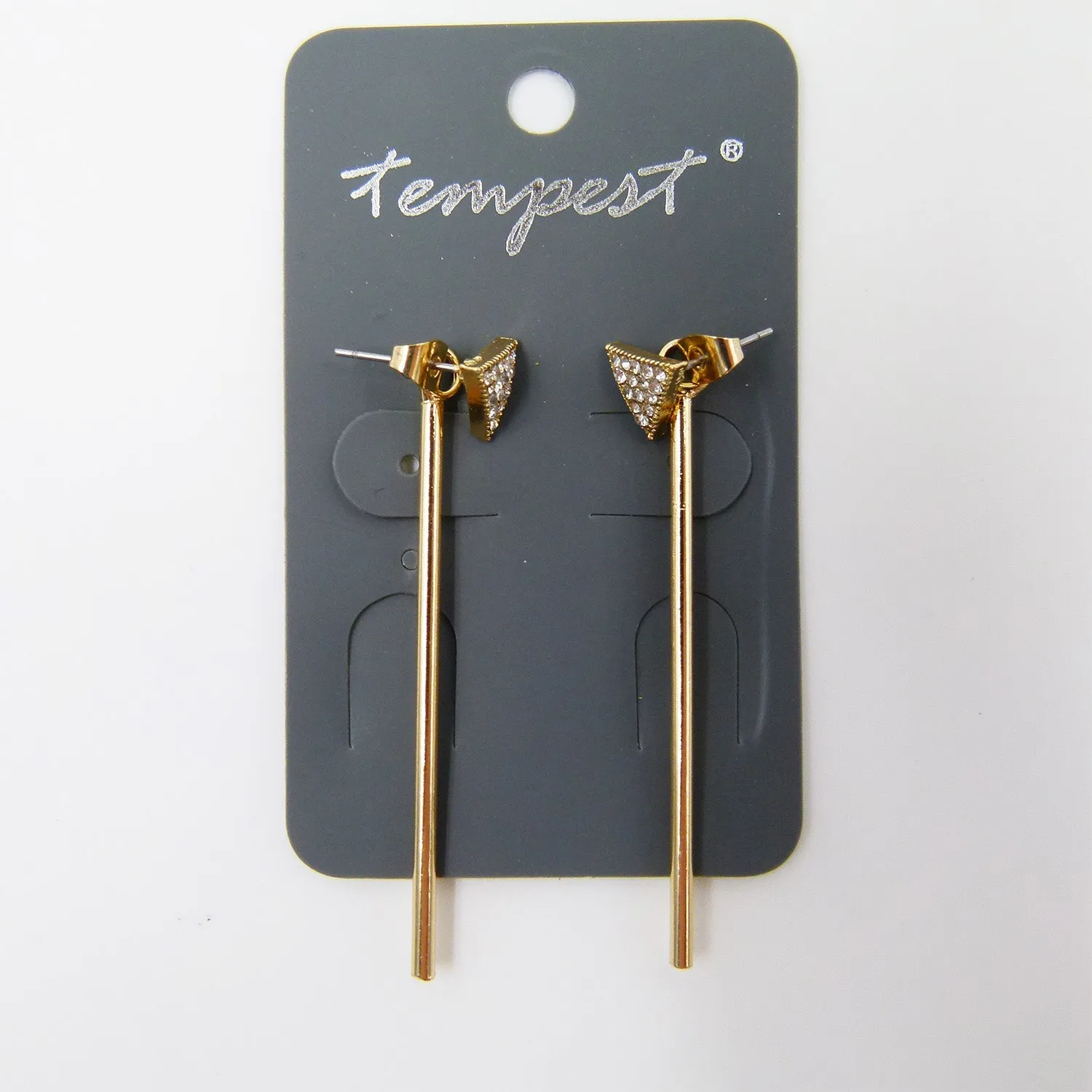 Drop earring with triangle diamante stud