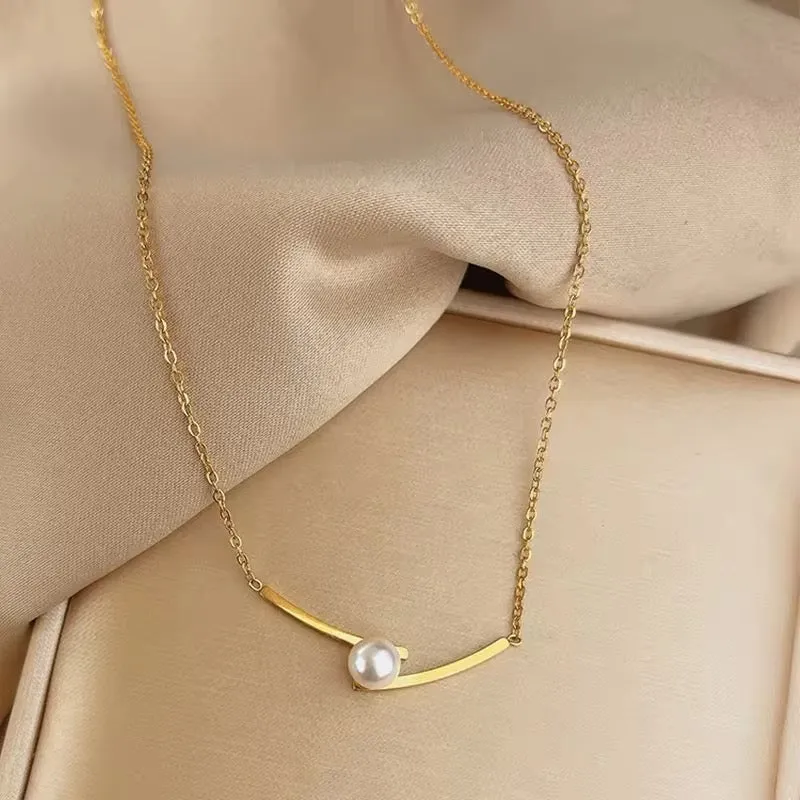 Elegant Minimalist One Pearl Temperament Collarbone Chain Necklace