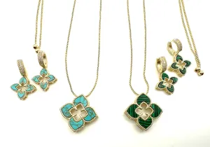 Genuine Stone Clover Necklace