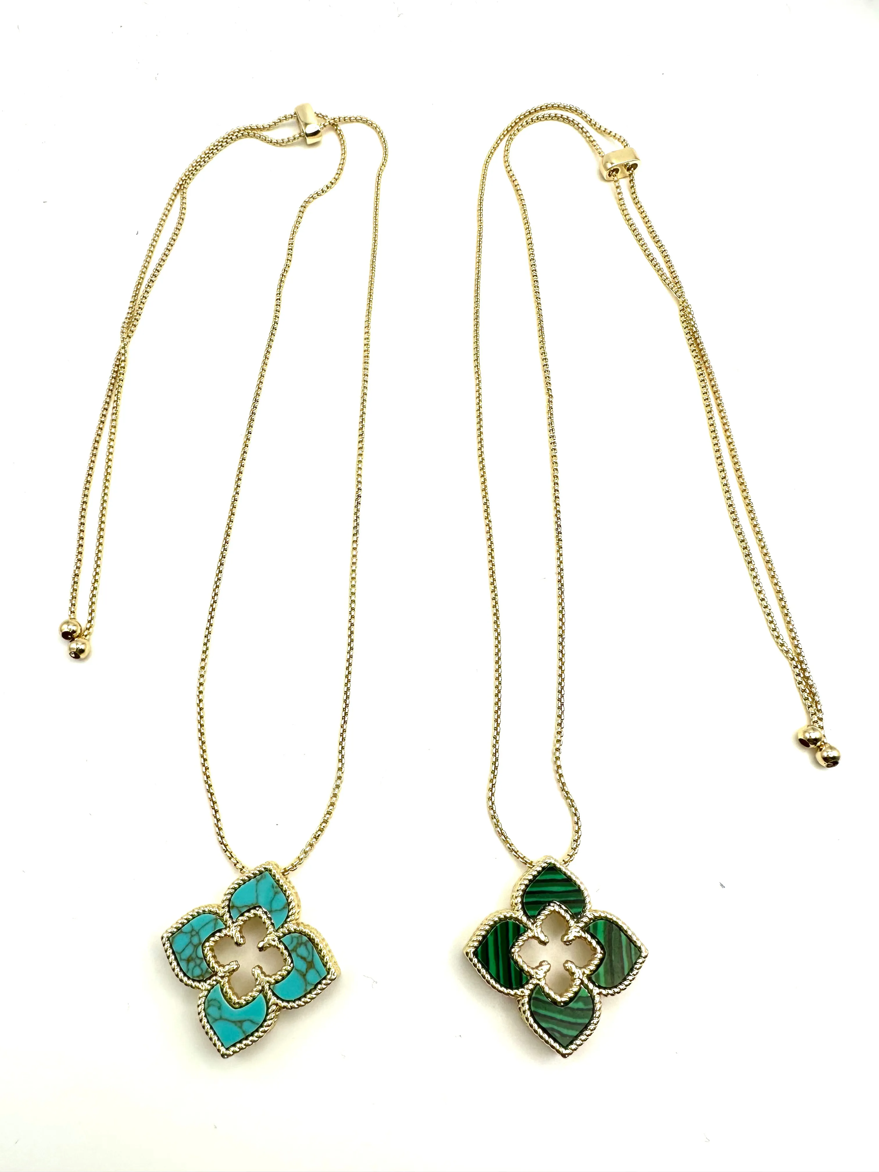 Genuine Stone Clover Necklace