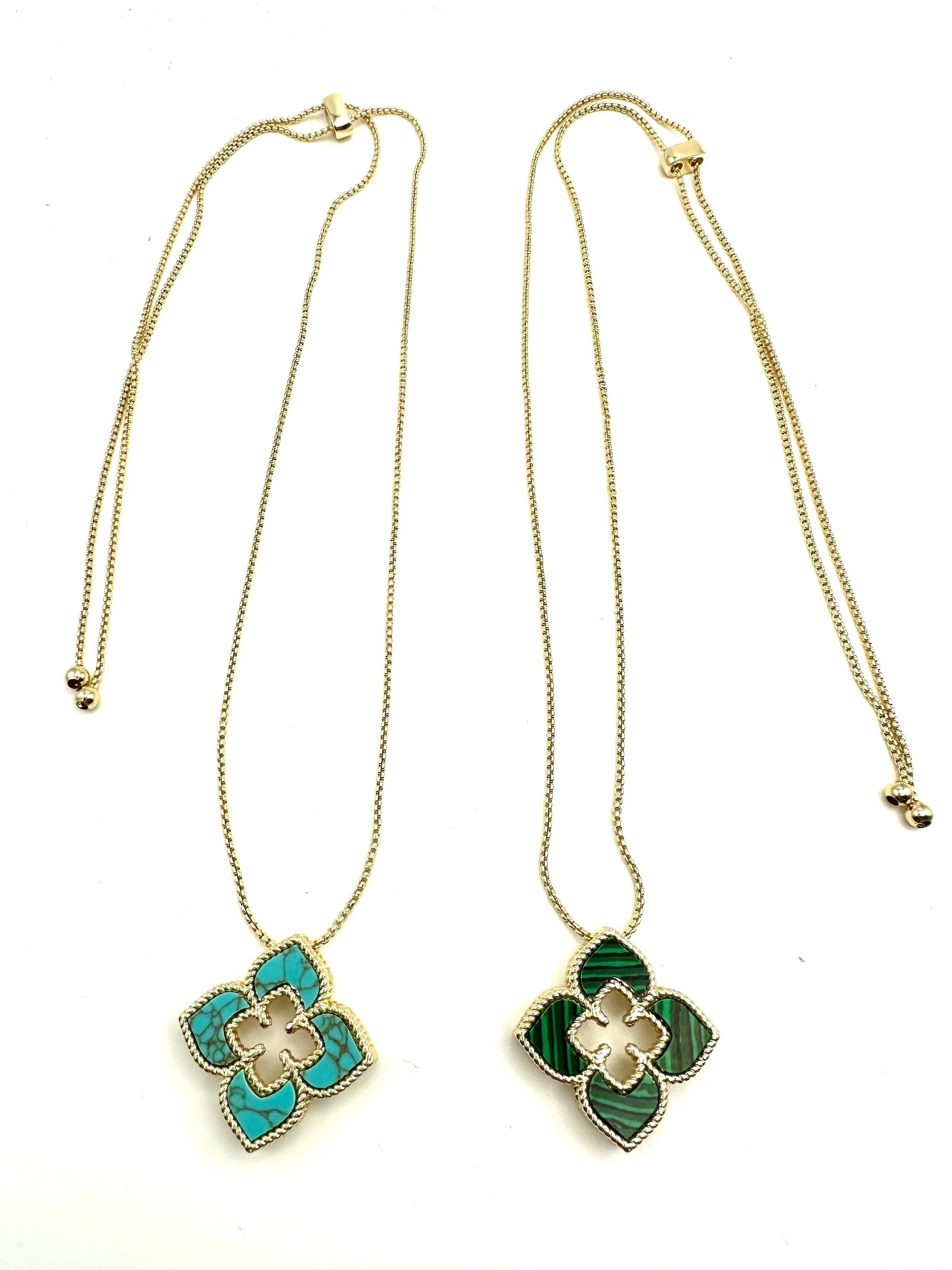 Genuine Stone Clover Necklace