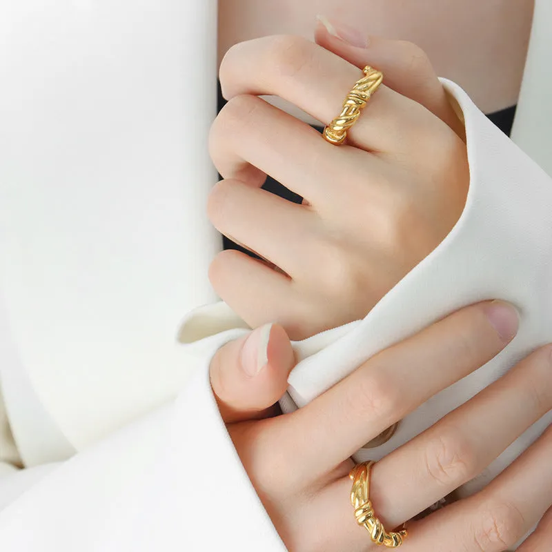 Golden Genie Ring: Stylish Titanium Steel Plated Women's Jewelry