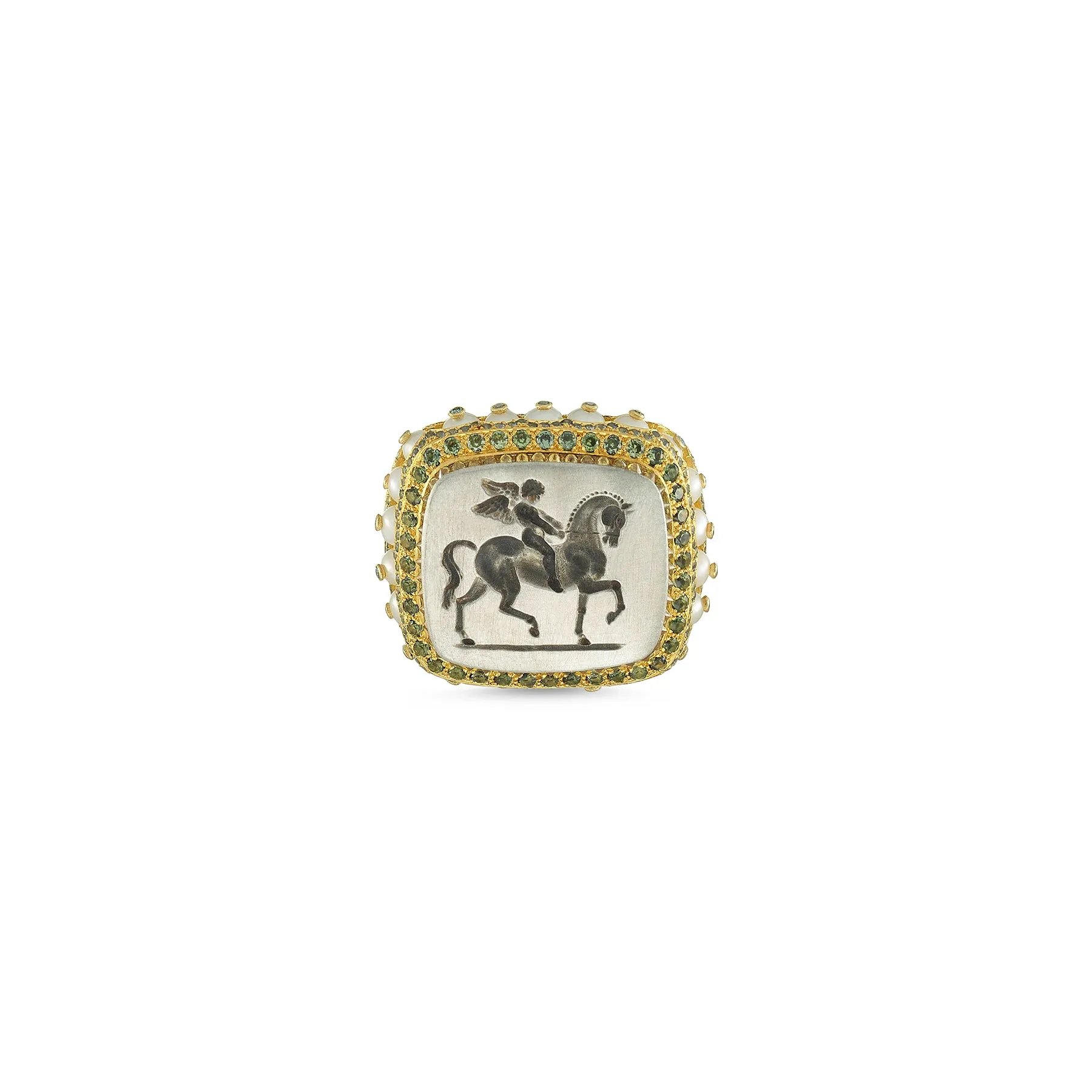 GRAND TOUR EROS & STEED INTAGLIO MILLE FEUILLE RING