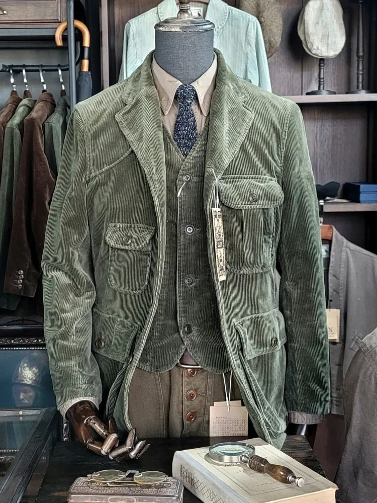 Men's Corduroy Safari Suit Jacket Green