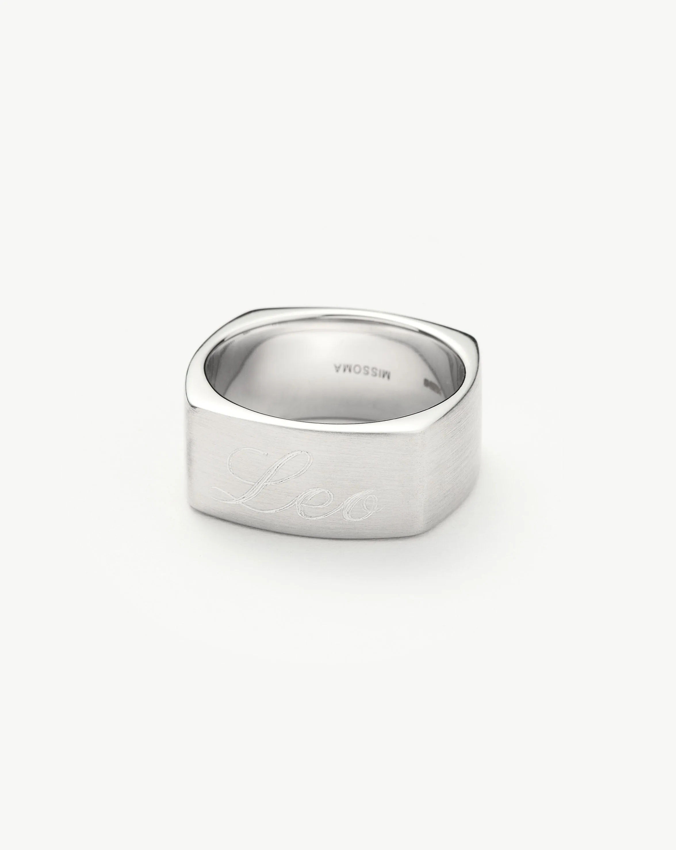 Mens Engravable Matte Wide Ring | Sterling Silver