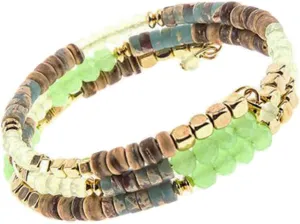 NTLX Multi-Layer Beaded Stackable Wrap Bracelets for Women  Bohemian Boho Bracelets  Multi Color Strand Statement Bangles  Comfortable Adjustable Memory Wire Fit