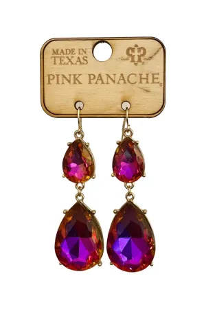 Pink Panache Vitrail Medium Rhinestone Double Teardrop Earring
