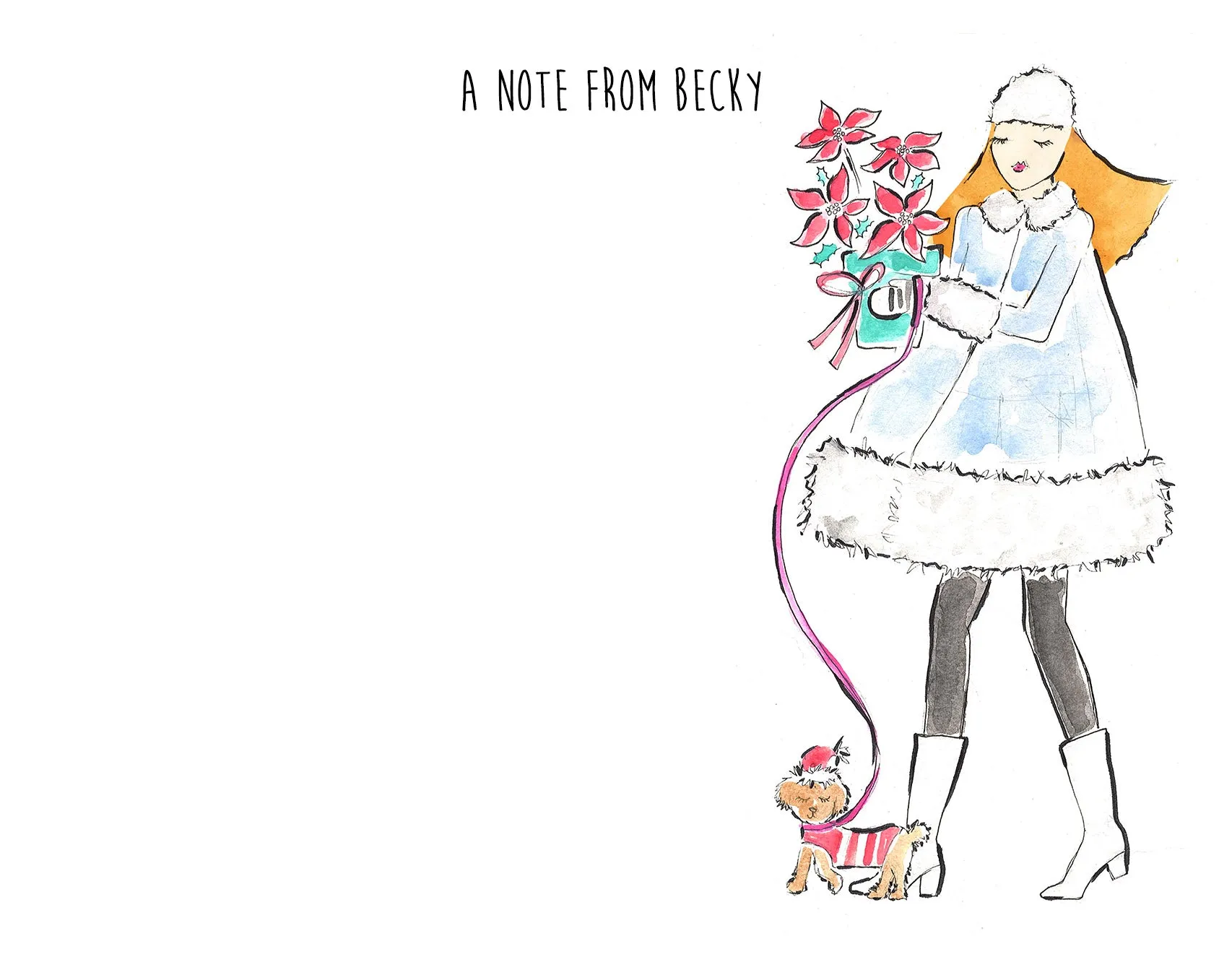 Poinsetta Girl Personalized Stationery