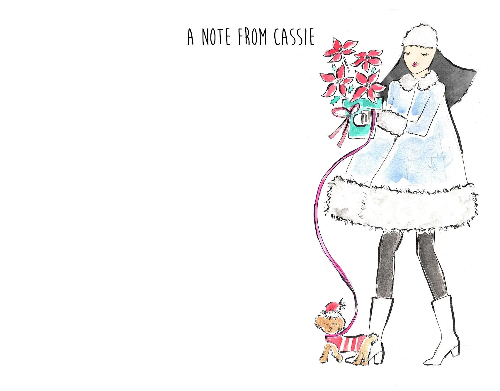 Poinsetta Girl Personalized Stationery