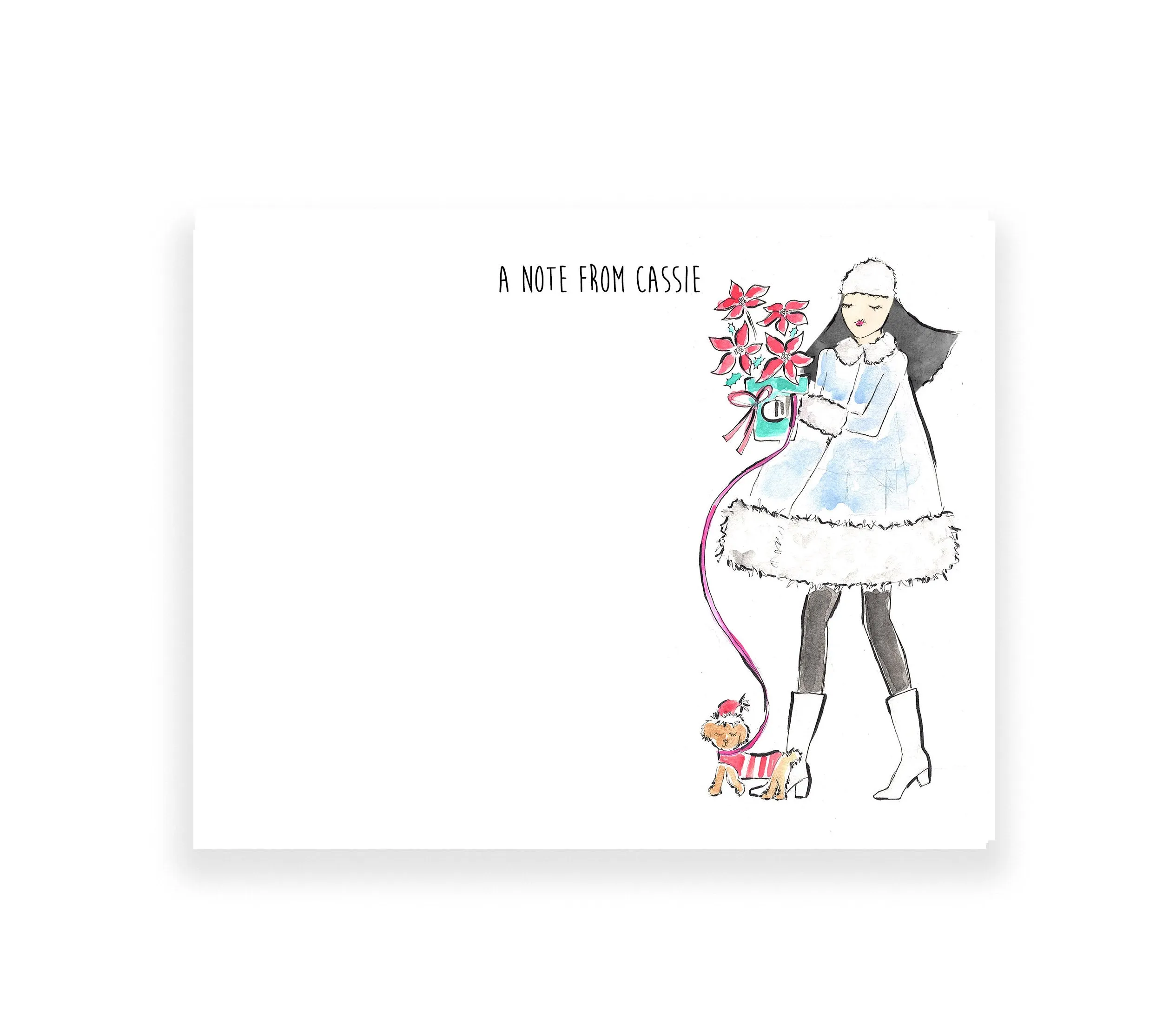 Poinsetta Girl Personalized Stationery