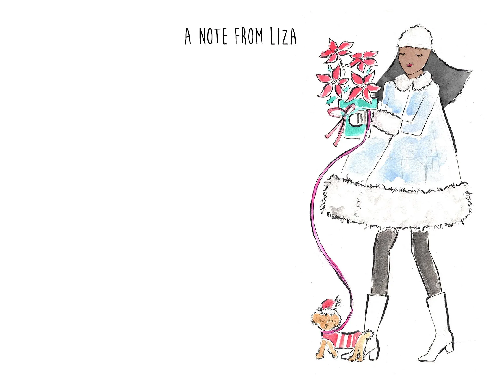 Poinsetta Girl Personalized Stationery