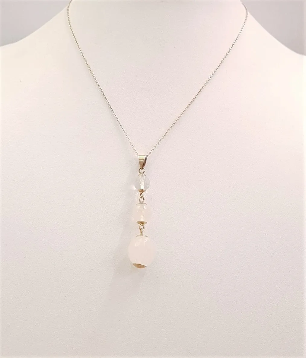 Rose Quartz 3 Tier Ball Pendant