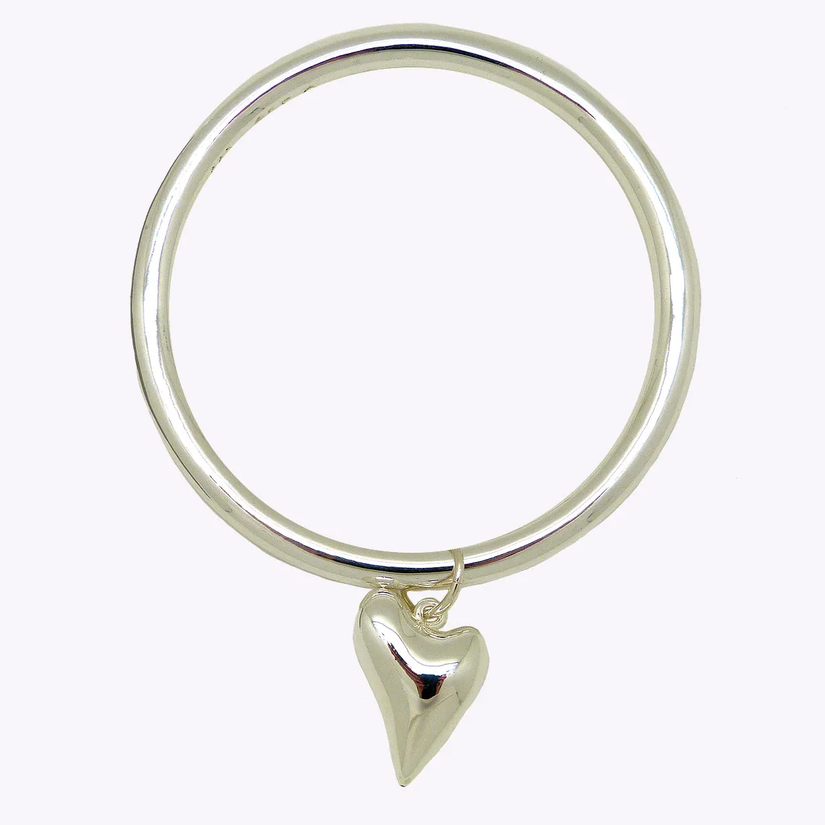 Simon Sebbag Sterling Silver 925 Smooth Thin Bangle Heart Charm Bracelet B1334A35