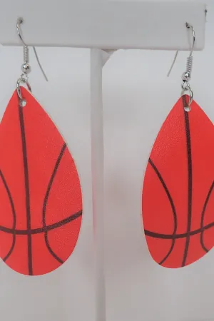 Sun Shine And Rodeo Leather Basketball Teardrop Earring