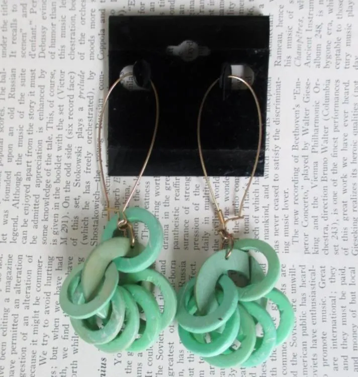 Vintage 80's Big Apple Green New Wave Earrings
