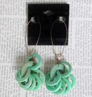 Vintage 80's Big Apple Green New Wave Earrings