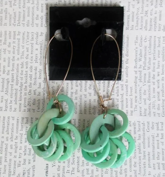 Vintage 80's Big Apple Green New Wave Earrings