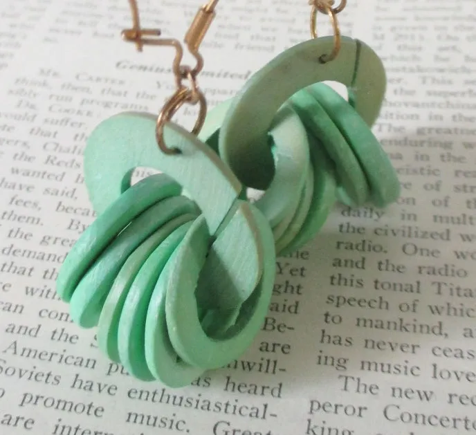 Vintage 80's Big Apple Green New Wave Earrings