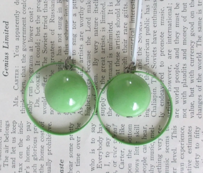 Vintage 80's Lime Green New Wave Glam Dangle Earrings