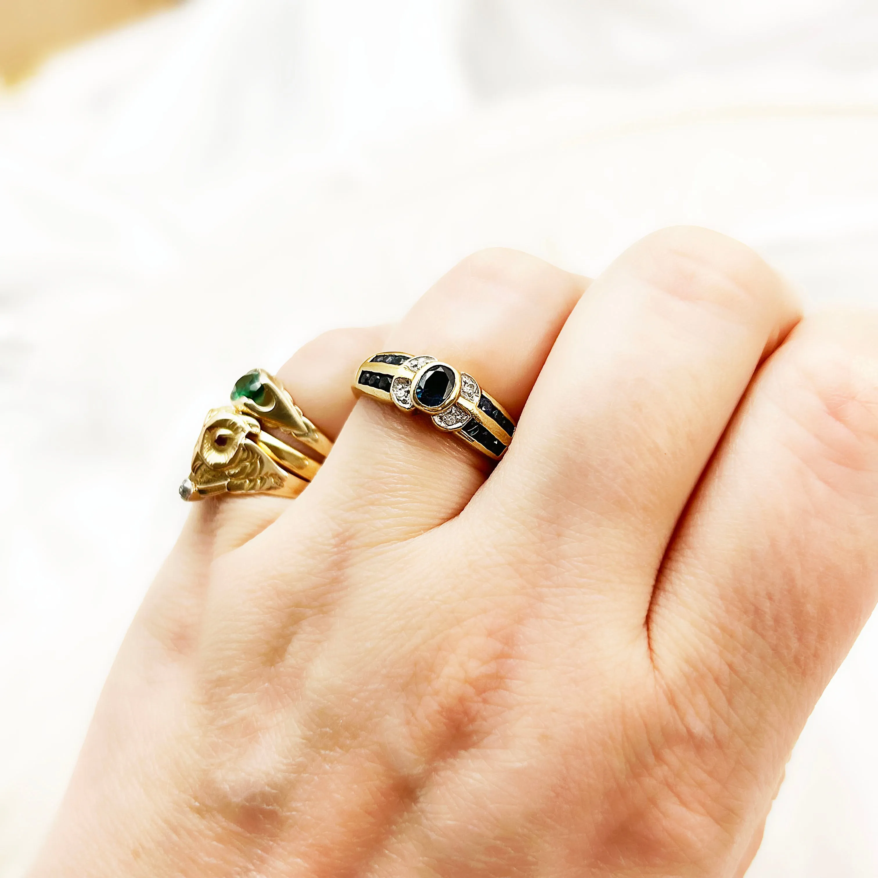 Vintage 9ct Gold & Sapphires   Diamonds