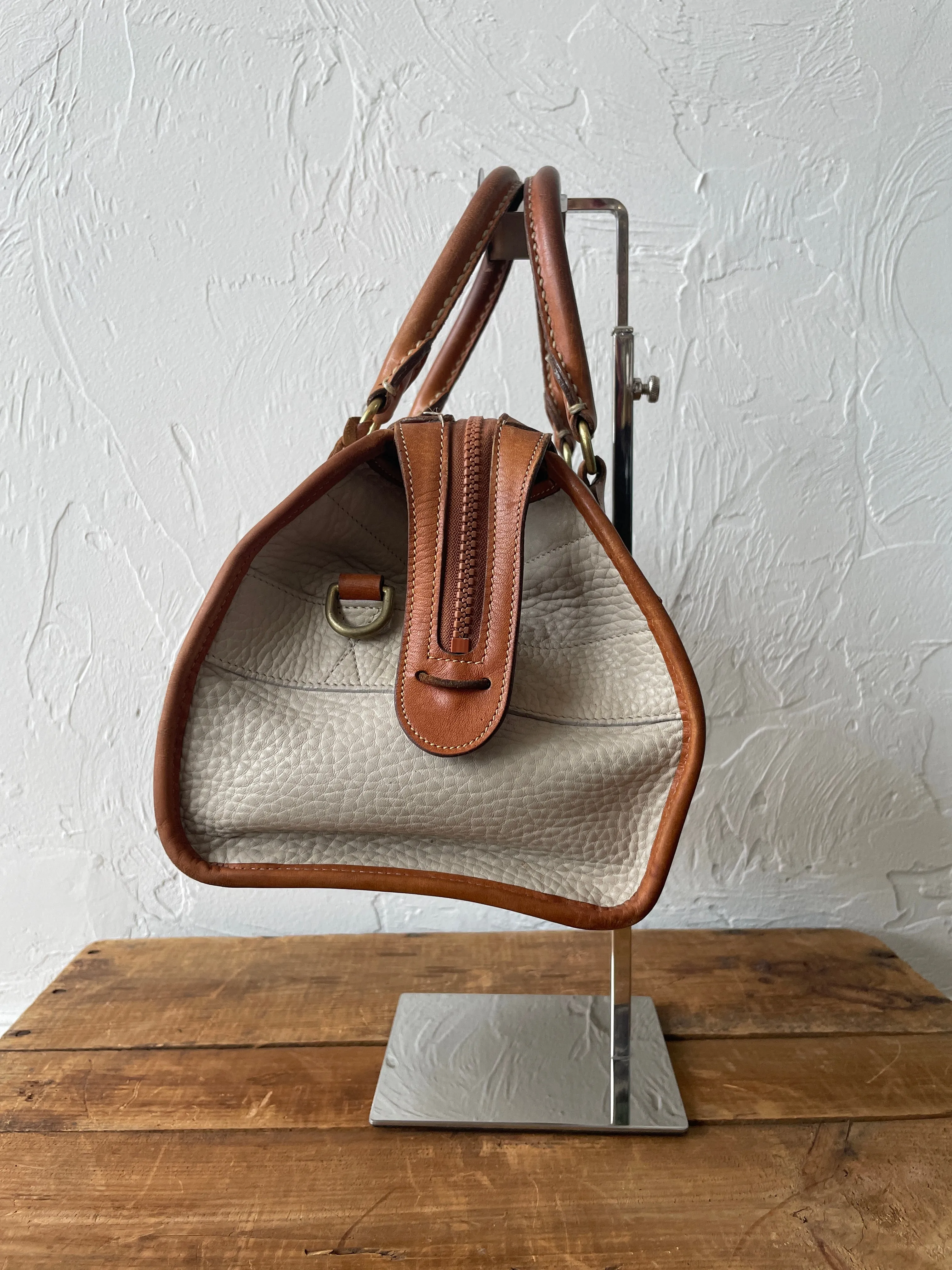 Vintage Dooney & Bourke Cream Pebbled Leather Doctor Bag
