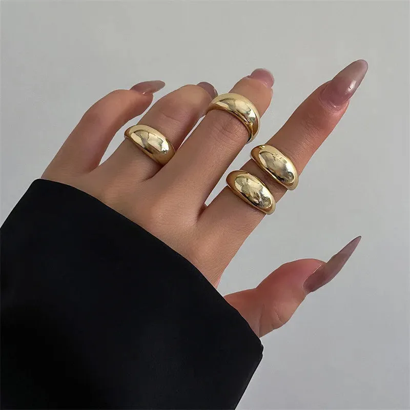 Vintage Geometric Irregular Open Round Ring Set