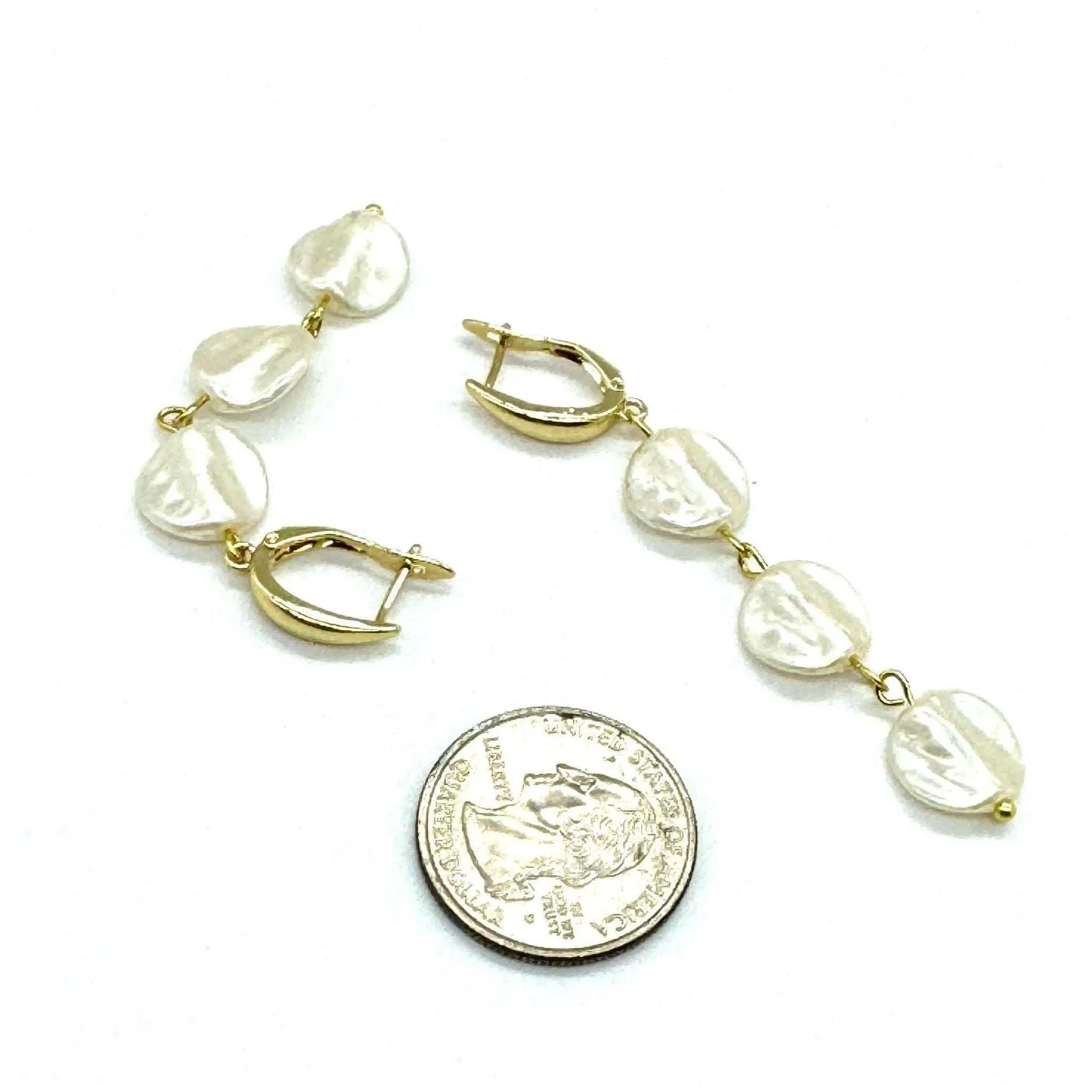 Wafer Pearly Drop Earrings
