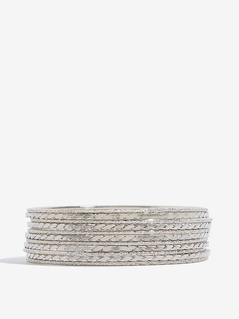 Westside Accessories Silver Twisted and Textured Bangle Set